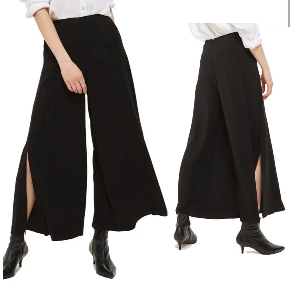 Topshop black cropped wide leg palazzo pants nwt us 2